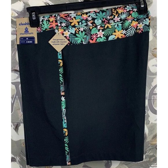 Chubbies Men's Stretch Swim Trunks 6" The Bloomerangs Black Size 40 -New